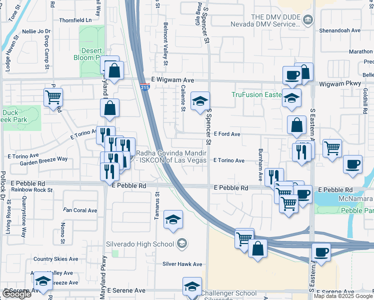 map of restaurants, bars, coffee shops, grocery stores, and more near 1681 Spotted Wolf Avenue in Las Vegas