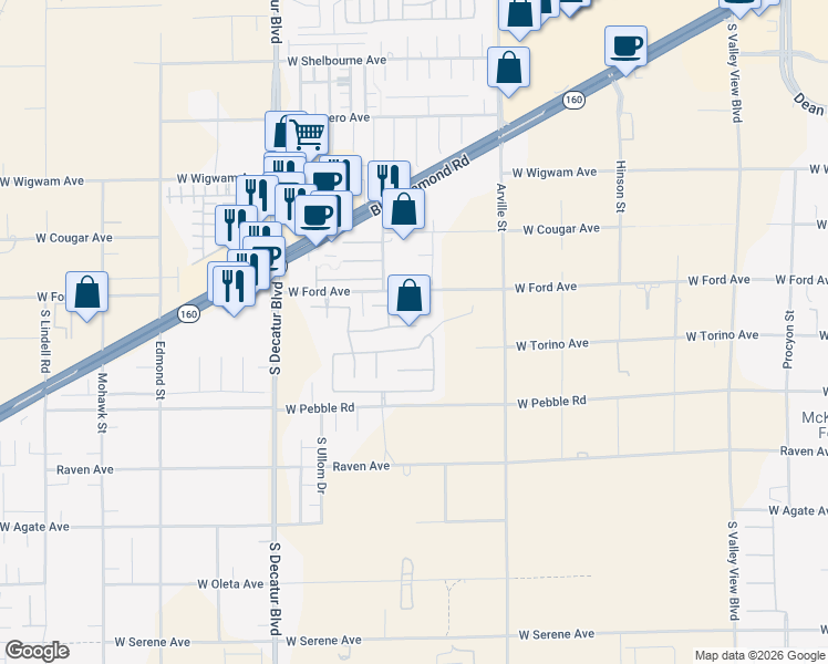map of restaurants, bars, coffee shops, grocery stores, and more near 4632 Forest Shadow Avenue in Las Vegas