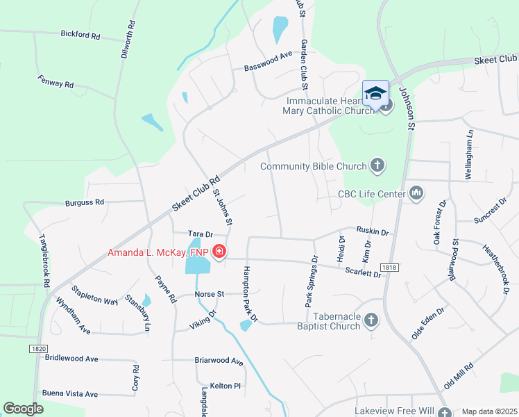 map of restaurants, bars, coffee shops, grocery stores, and more near 1201 Arrowhead Court in High Point