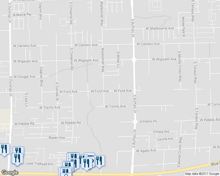 map of restaurants, bars, coffee shops, grocery stores, and more near 7966 West Ford Avenue in Las Vegas
