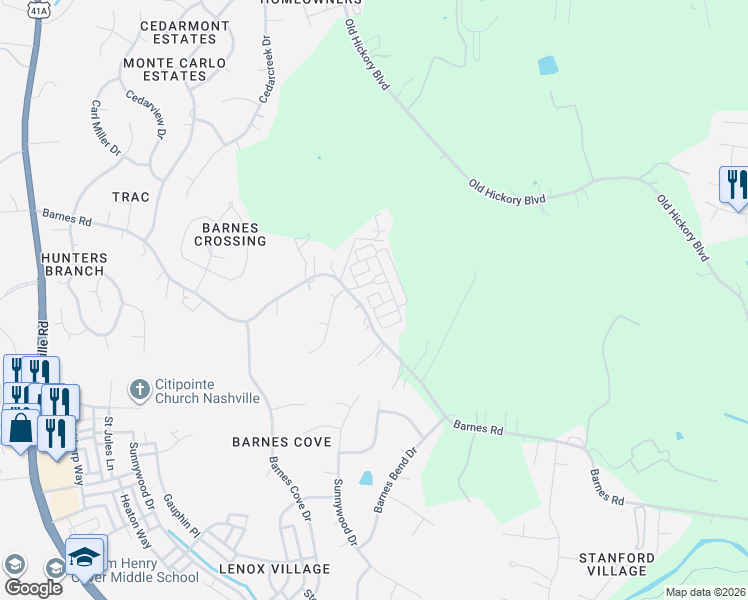 map of restaurants, bars, coffee shops, grocery stores, and more near 2391 Somerset Valley Drive in Nashville
