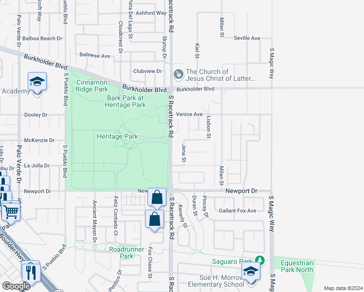 map of restaurants, bars, coffee shops, grocery stores, and more near 406 Jena Street in Henderson