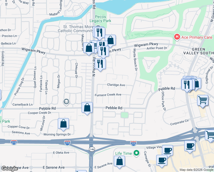 map of restaurants, bars, coffee shops, grocery stores, and more near 39 Diplomat Court in Henderson