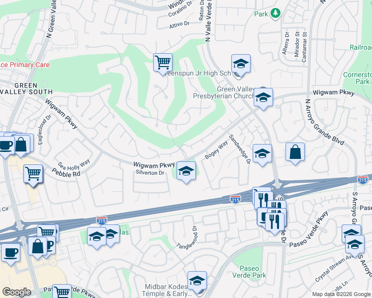 map of restaurants, bars, coffee shops, grocery stores, and more near 1901 Grey Eagle Street in Henderson