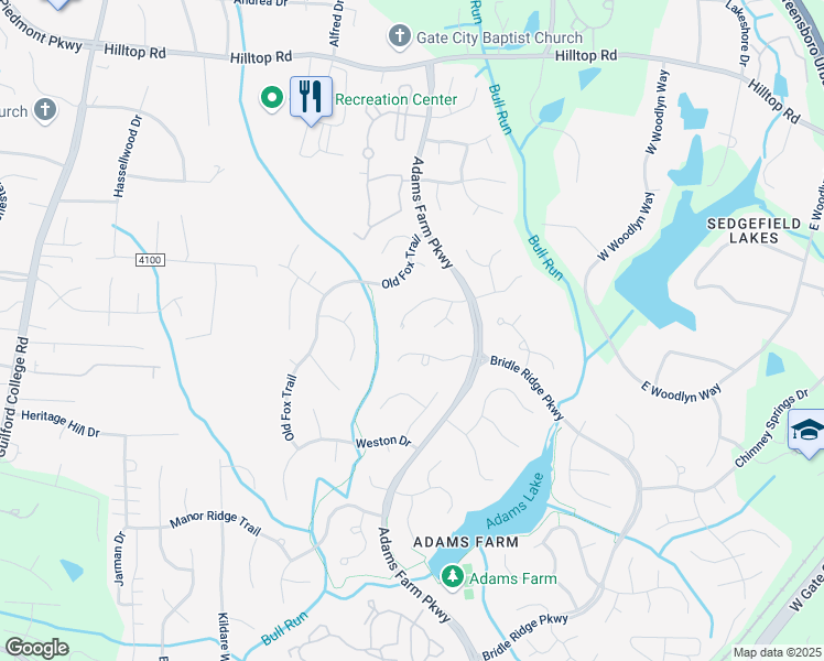 map of restaurants, bars, coffee shops, grocery stores, and more near 5524 Cobble Glen Court in Greensboro