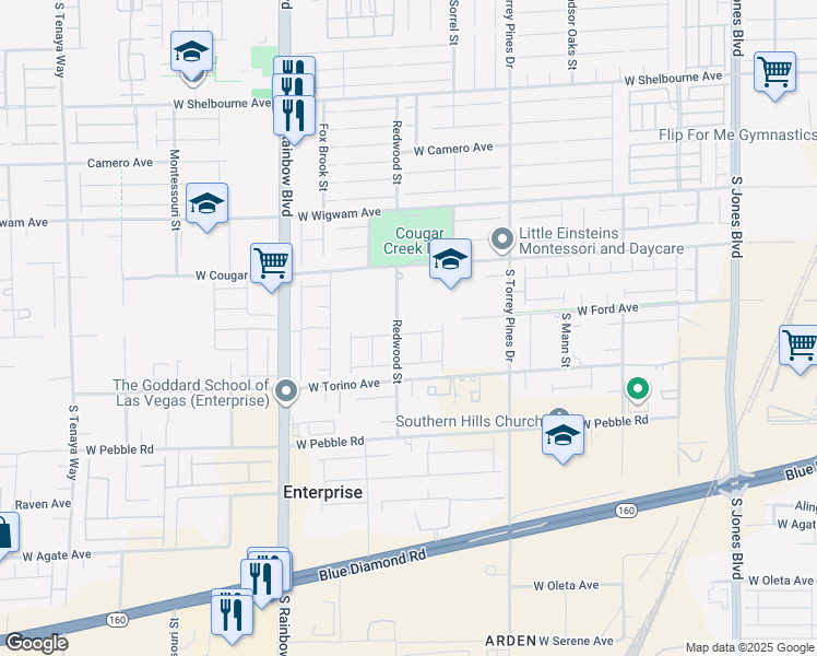 map of restaurants, bars, coffee shops, grocery stores, and more near 6682 Zorya Rise Avenue in Las Vegas