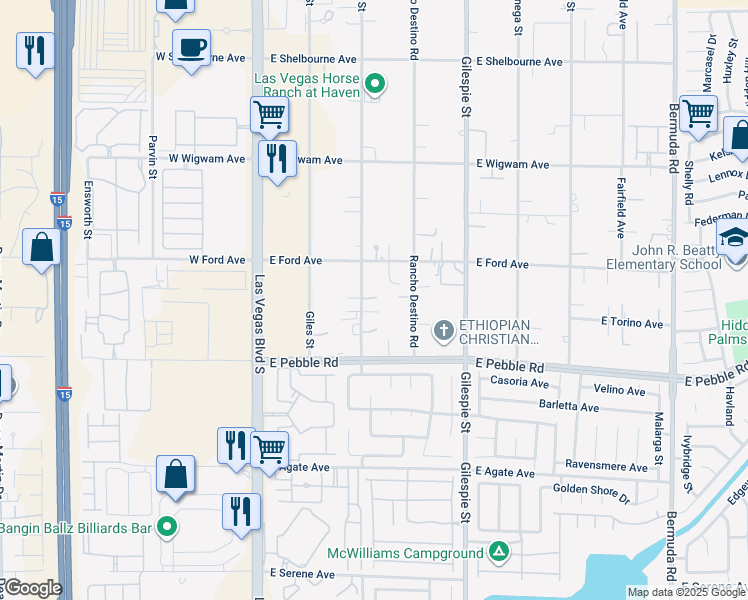 map of restaurants, bars, coffee shops, grocery stores, and more near 8780 Haven Street in Las Vegas