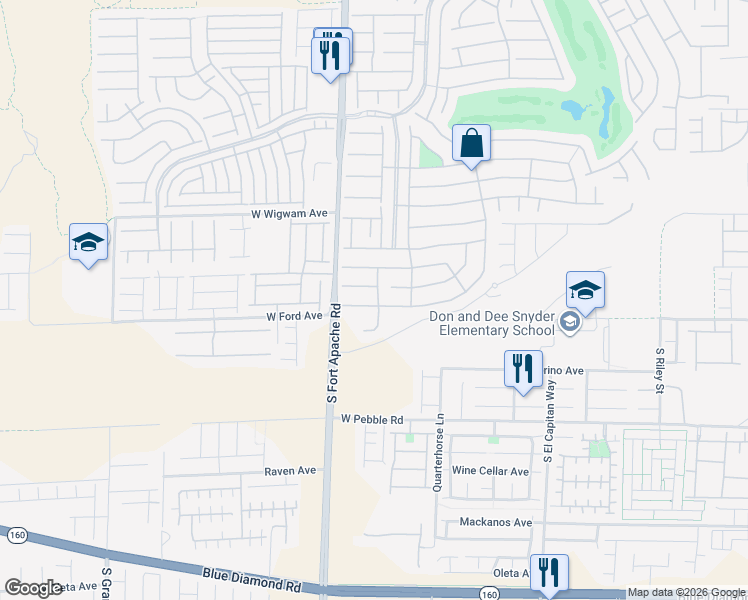 map of restaurants, bars, coffee shops, grocery stores, and more near 1051 Whitworth Avenue in Las Vegas