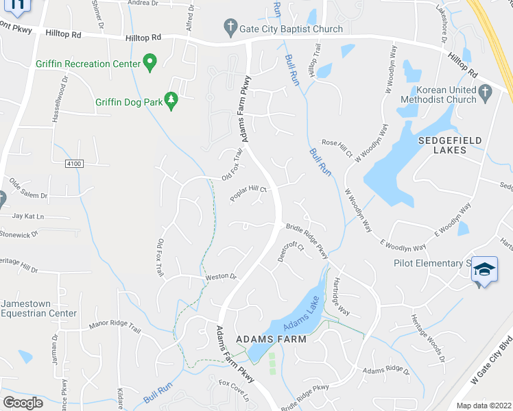 map of restaurants, bars, coffee shops, grocery stores, and more near 1505 Bridgetown Court in Greensboro