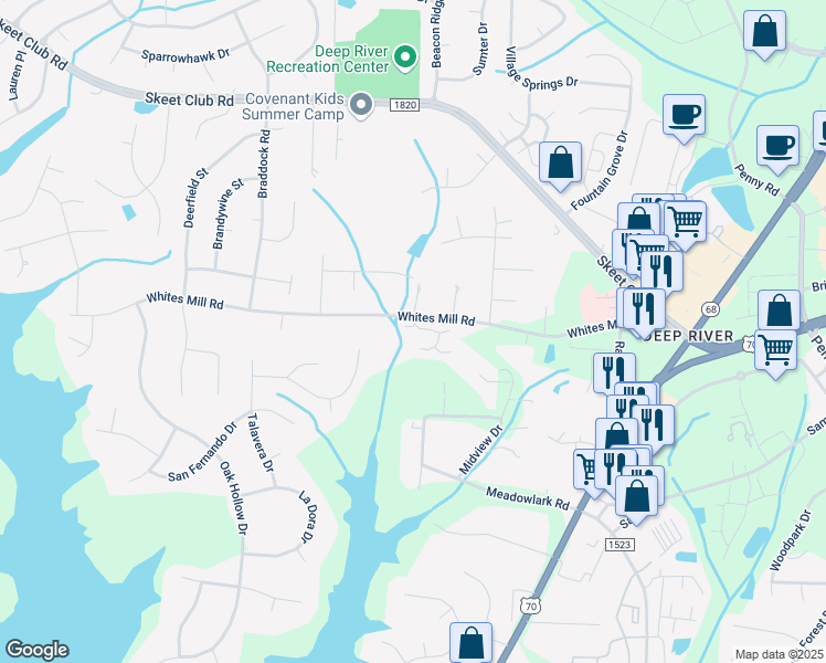 map of restaurants, bars, coffee shops, grocery stores, and more near 4405 Essex Court in High Point