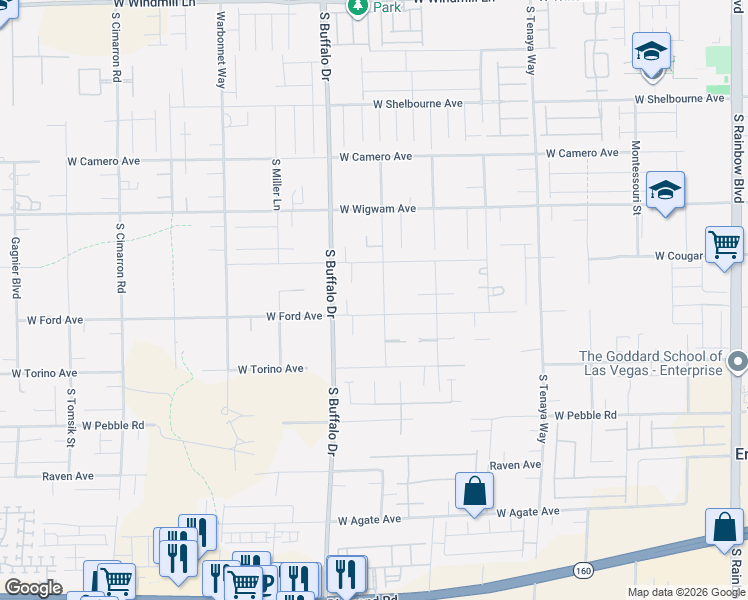 map of restaurants, bars, coffee shops, grocery stores, and more near 8665 Jerlyn Street in Las Vegas