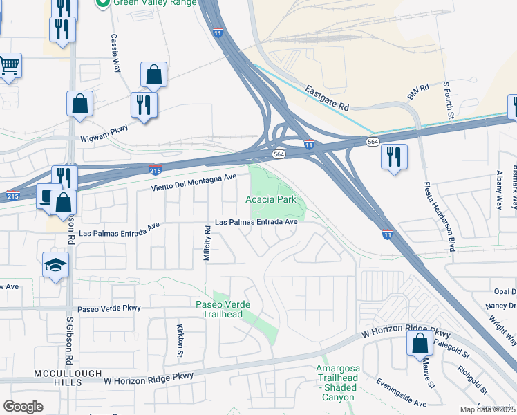 map of restaurants, bars, coffee shops, grocery stores, and more near 50 Casa Del Fuego Street in Henderson