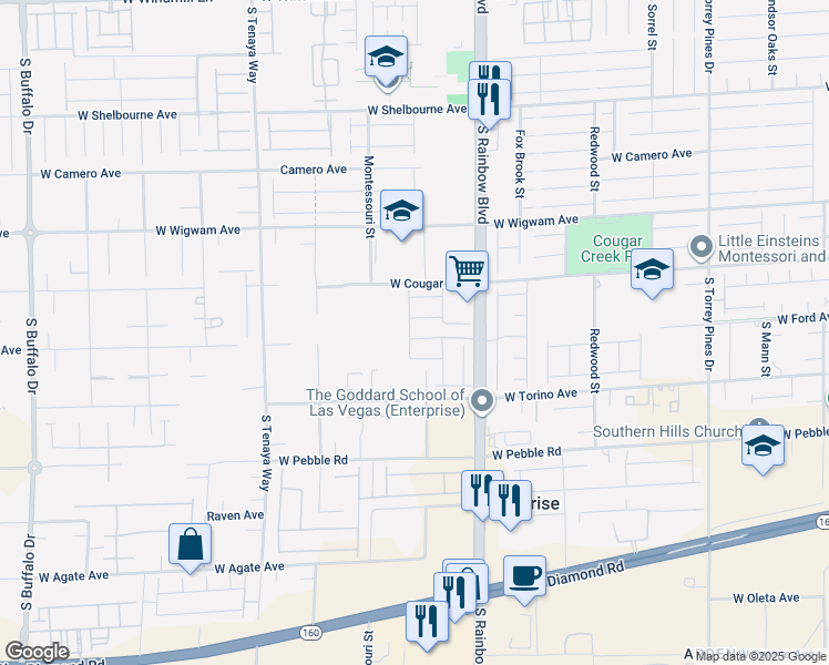 map of restaurants, bars, coffee shops, grocery stores, and more near 7014 West Ford Avenue in Las Vegas