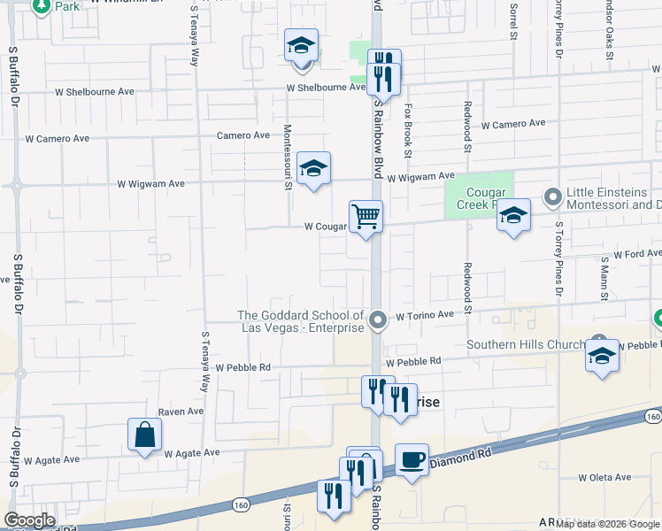 map of restaurants, bars, coffee shops, grocery stores, and more near 7002 West Ford Avenue in Las Vegas