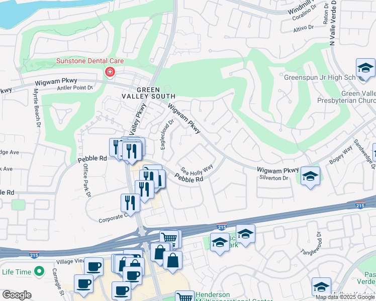 map of restaurants, bars, coffee shops, grocery stores, and more near 83 Ginger Lily Terrace in Henderson