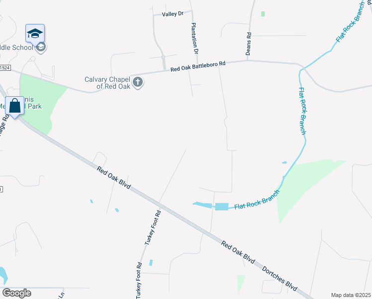 map of restaurants, bars, coffee shops, grocery stores, and more near Happy Valley Lane in Red Oak