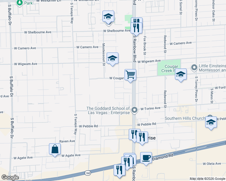 map of restaurants, bars, coffee shops, grocery stores, and more near 8775 Rosanna Street in Las Vegas