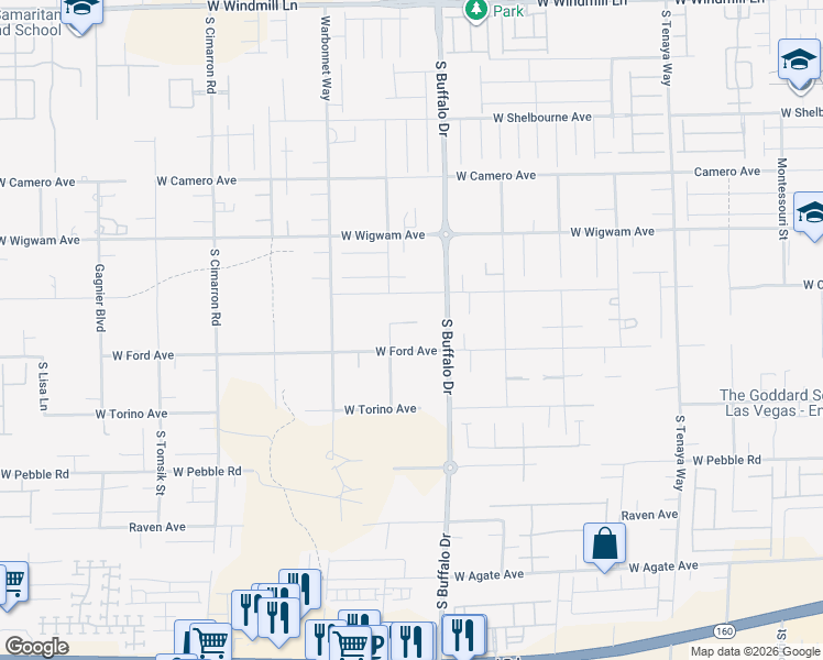 map of restaurants, bars, coffee shops, grocery stores, and more near 7865 West Ford Avenue in Las Vegas