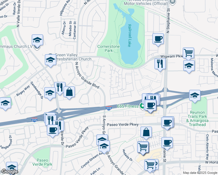 map of restaurants, bars, coffee shops, grocery stores, and more near 1553 Razella Court in Henderson