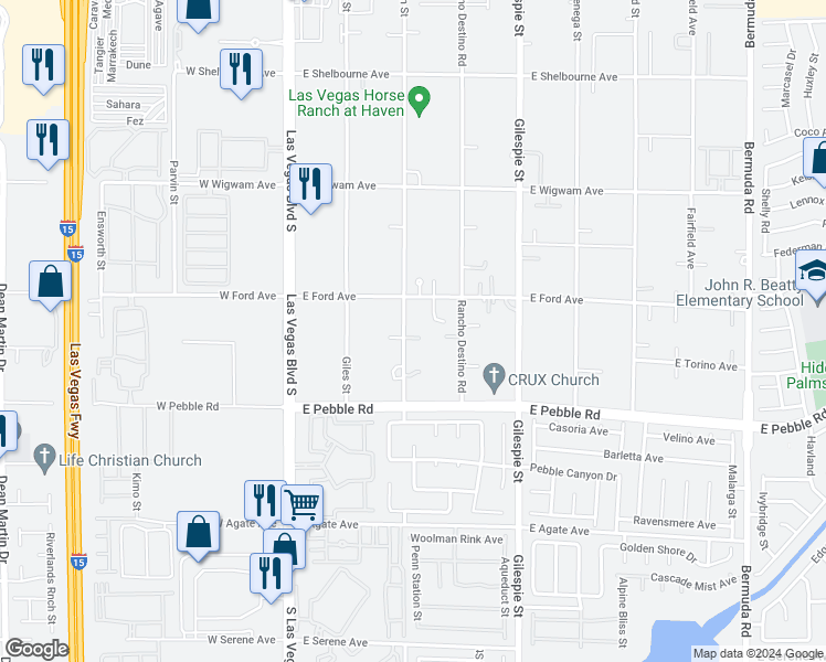 map of restaurants, bars, coffee shops, grocery stores, and more near 8772 Haven Street in Las Vegas