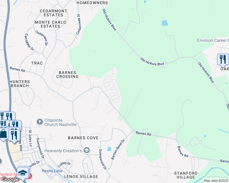 map of restaurants, bars, coffee shops, grocery stores, and more near 2330 Somerset Valley Drive in Nashville