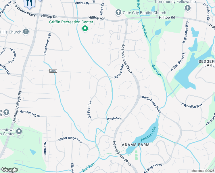 map of restaurants, bars, coffee shops, grocery stores, and more near 4 Rosebank Court in Greensboro