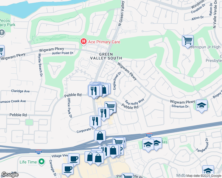 map of restaurants, bars, coffee shops, grocery stores, and more near 2198 Polynesia Circle in Henderson