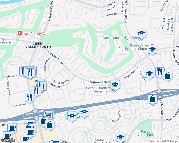 map of restaurants, bars, coffee shops, grocery stores, and more near 1948 Grey Eagle Street in Henderson