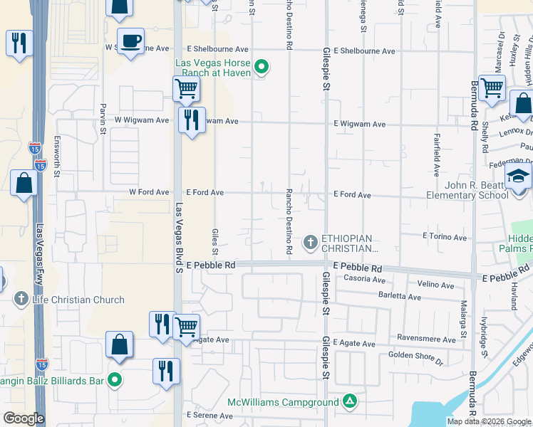 map of restaurants, bars, coffee shops, grocery stores, and more near 8770 Haven Street in Las Vegas