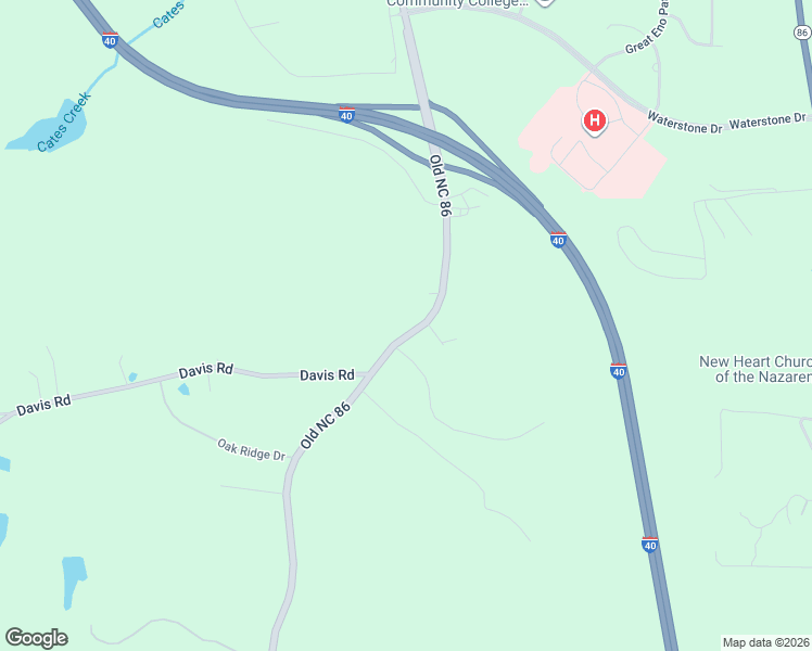 map of restaurants, bars, coffee shops, grocery stores, and more near 3409 Old Ch Hills Road in Hillsborough