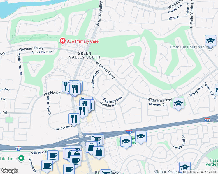 map of restaurants, bars, coffee shops, grocery stores, and more near 87 Ginger Lily Terrace in Henderson