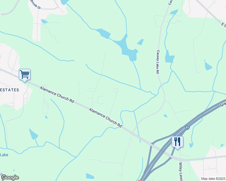 map of restaurants, bars, coffee shops, grocery stores, and more near 2802 Cyrus Road in Greensboro