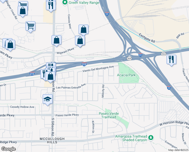 map of restaurants, bars, coffee shops, grocery stores, and more near 60 Mesa Rivera Street in Henderson