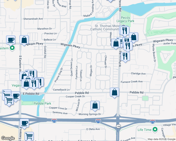 map of restaurants, bars, coffee shops, grocery stores, and more near 54 Westheimer Road in Henderson