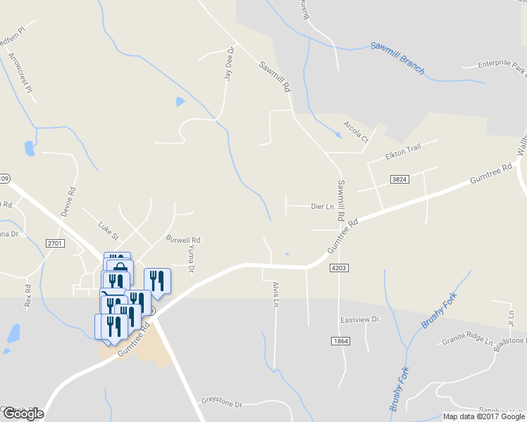 map of restaurants, bars, coffee shops, grocery stores, and more near 4192 Diercrest Drive in Winston-Salem