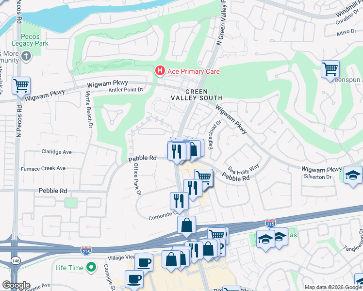 map of restaurants, bars, coffee shops, grocery stores, and more near 2124 Polynesia Circle in Henderson