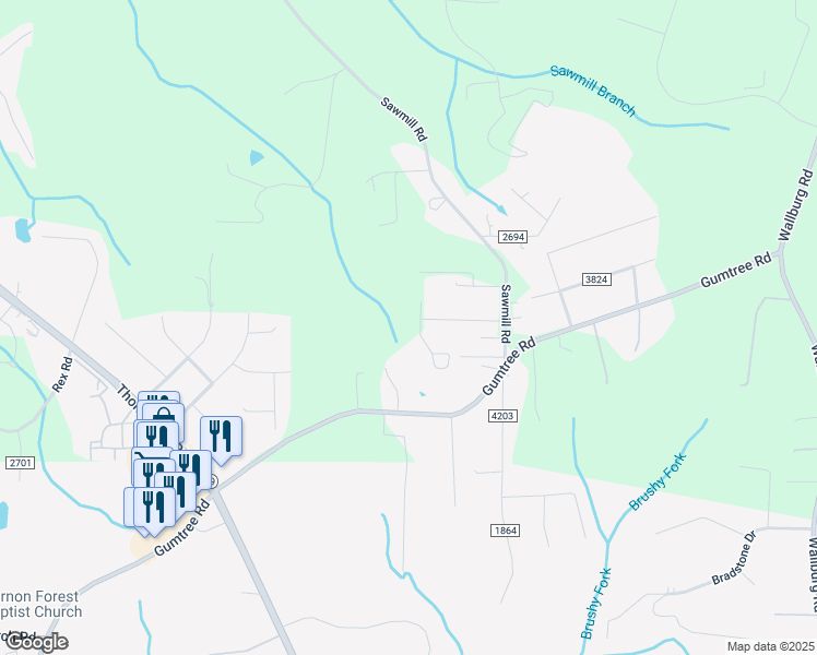 map of restaurants, bars, coffee shops, grocery stores, and more near 4192 Diercrest Drive in Winston-Salem