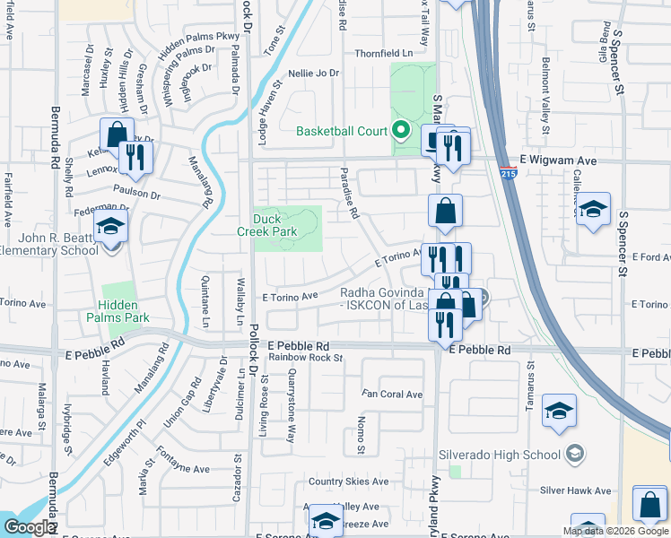 map of restaurants, bars, coffee shops, grocery stores, and more near 8722 Crest Basin Court in Las Vegas