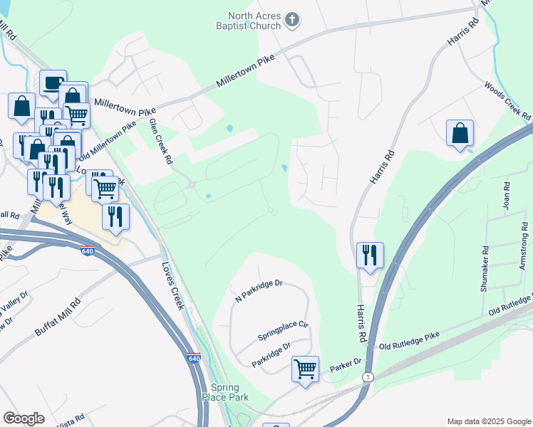 map of restaurants, bars, coffee shops, grocery stores, and more near 2001 Mosaic Lane in Knoxville