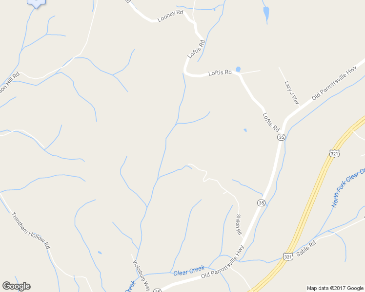 map of restaurants, bars, coffee shops, grocery stores, and more near 180 Shiloh Road in Parrottsville