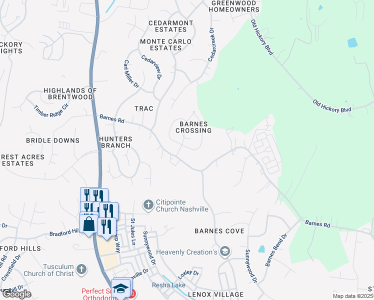 map of restaurants, bars, coffee shops, grocery stores, and more near 1912 Shaylin Loop in Nashville