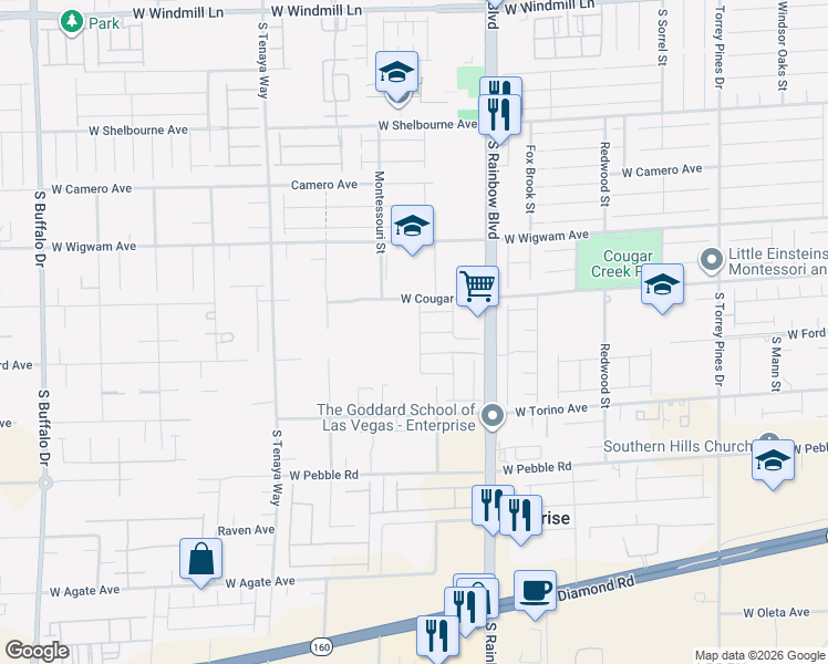 map of restaurants, bars, coffee shops, grocery stores, and more near 8659 Vermont Vista Street in Las Vegas