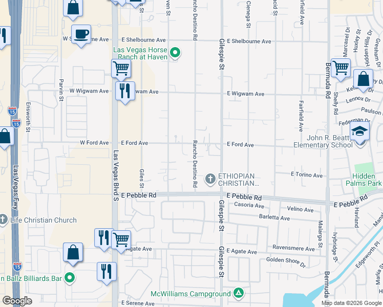 map of restaurants, bars, coffee shops, grocery stores, and more near 8712 Rancho Destino Road in Las Vegas