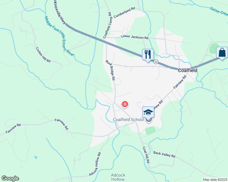 map of restaurants, bars, coffee shops, grocery stores, and more near 248 Rock Bridge Road in Oliver Springs