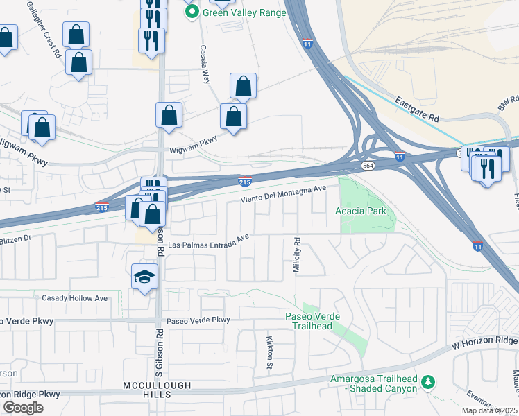 map of restaurants, bars, coffee shops, grocery stores, and more near 52 La Fiesta Street in Henderson