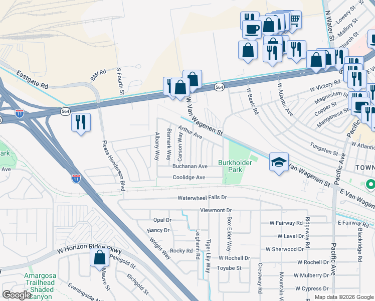 map of restaurants, bars, coffee shops, grocery stores, and more near 225 Carson Way in Henderson