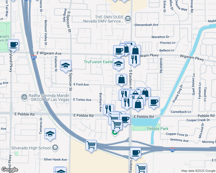 map of restaurants, bars, coffee shops, grocery stores, and more near 2167 TIMESCAPE Court in Las Vegas