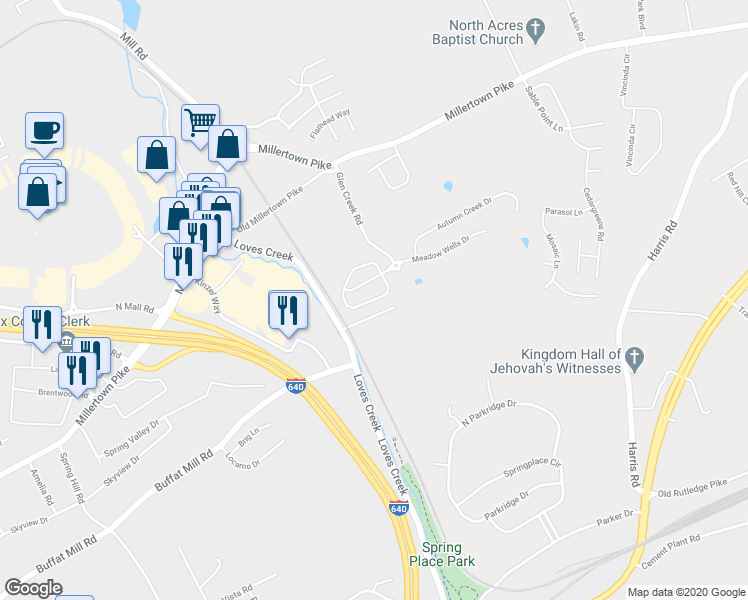 map of restaurants, bars, coffee shops, grocery stores, and more near 5406 Laurel Creek Way in Knoxville