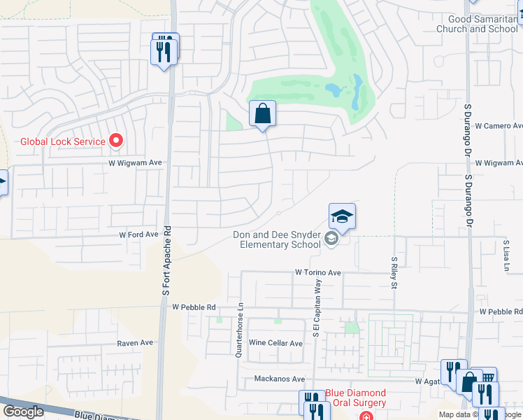 map of restaurants, bars, coffee shops, grocery stores, and more near 907 Gallery Course Drive in Las Vegas