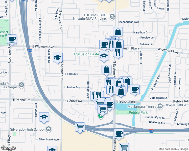 map of restaurants, bars, coffee shops, grocery stores, and more near 2167 TIMESCAPE Court in Las Vegas
